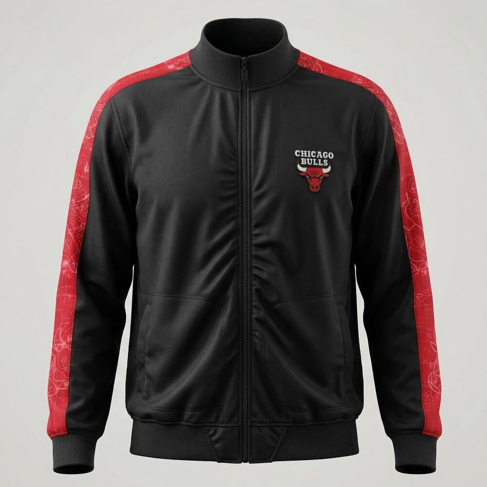 Chicago Bulls‎ NBA Zip Up Jacket Mens Basketball Zipway Apparel Size Large READ